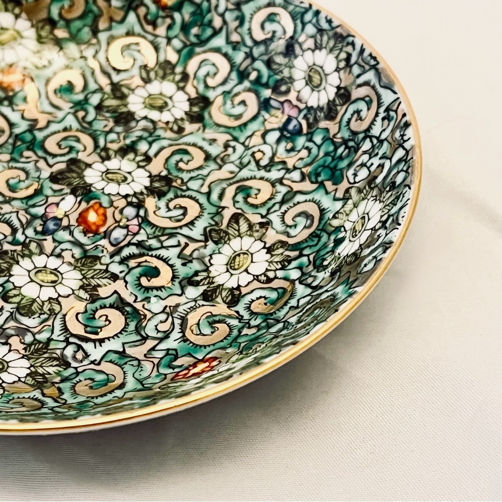 Japanese Porcelain Chintz-style Trinket Bowl, Gold accents, Cloisonne, Vintage - Picture 2 of 5